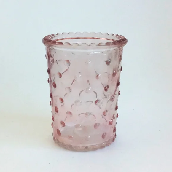 Vintage Shabby Chic Pink Sea Green and Aqua Blue Candle Glass Votives Set of 3 - Picture 4 of 11